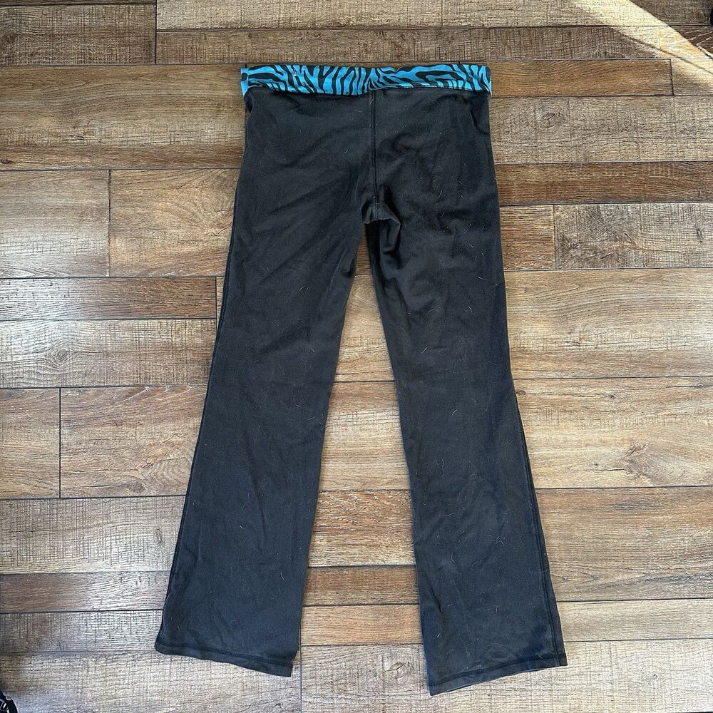 RARE ✅ PINK Victorias Secret Yoga Pants M Black Purple Snakeskin Fold Over Flare